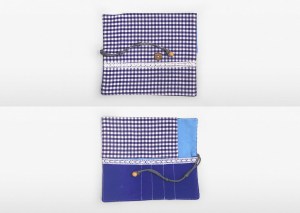 swan blue eating utensil wrapper or roll, inside and outer | Green Baby Garden :: Upcycling Product Development