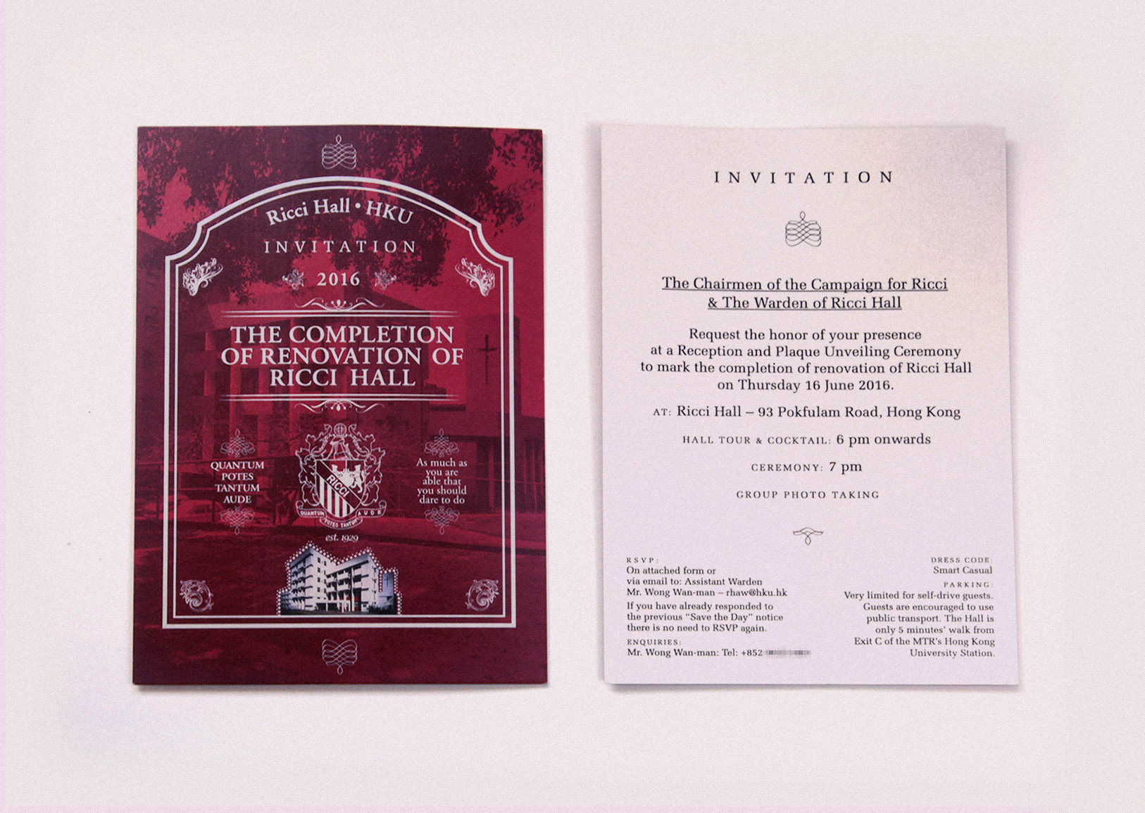 Ricci Hall :: invitation design for renovation completion ceremony