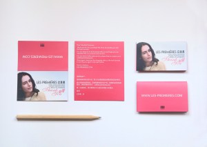 Thank You card design, front and inside spread, white on magenta | Fashion Apparel Online Brand based in Hong Kong – Les Premières : : Branding & Holistic Packaging Design
